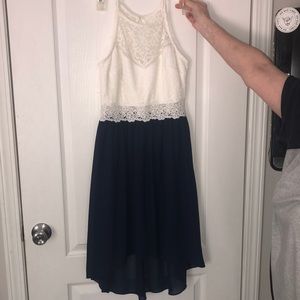 Blue and white dress. Knee length
